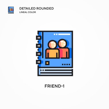 Arkadaş-1 vektör simgesi. Modern vektör illüstrasyon kavramları. Düzenlemesi ve kişiselleştirmesi kolay.