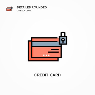 Kredi kartı vektör simgesi. Modern vektör illüstrasyon kavramları. Düzenlemesi ve kişiselleştirmesi kolay.