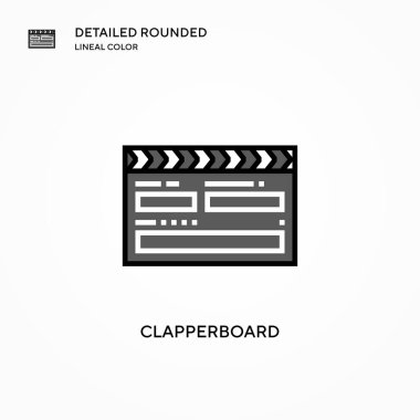 Alkış tahtası vektör simgesi. Modern vektör illüstrasyon kavramları. Düzenlemesi ve kişiselleştirmesi kolay.