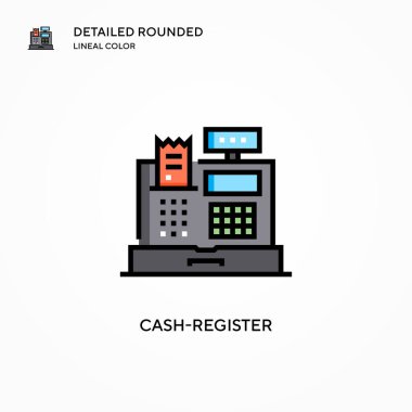 Yazar kasa vektör simgesi. Modern vektör illüstrasyon kavramları. Düzenlemesi ve kişiselleştirmesi kolay.