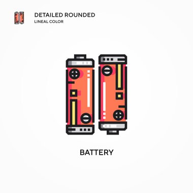 Batarya vektör simgesi. Modern vektör illüstrasyon kavramları. Düzenlemesi ve kişiselleştirmesi kolay.