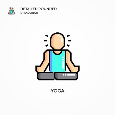 Yoga vektör simgesi. Modern vektör illüstrasyon kavramları. Düzenlemesi ve kişiselleştirmesi kolay.
