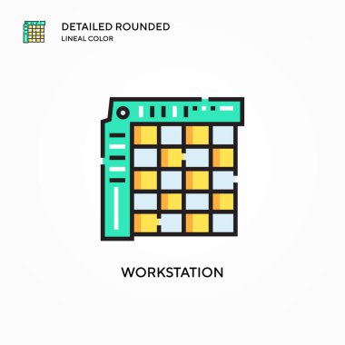 Workstation vektör simgesi. Modern vektör illüstrasyon kavramları. Düzenlemesi ve kişiselleştirmesi kolay.