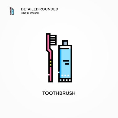Diş fırçası vektör simgesi. Modern vektör illüstrasyon kavramları. Düzenlemesi ve kişiselleştirmesi kolay.