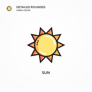Güneş vektör simgesi. Modern vektör illüstrasyon kavramları. Düzenlemesi ve kişiselleştirmesi kolay.