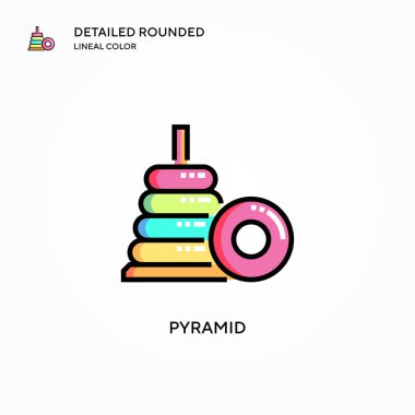Piramit vektör simgesi. Modern vektör illüstrasyon kavramları. Düzenlemesi ve kişiselleştirmesi kolay.