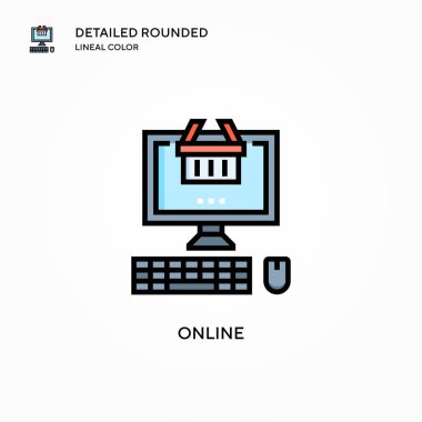 Çevrimiçi vektör simgesi. Modern vektör illüstrasyon kavramları. Düzenlemesi ve kişiselleştirmesi kolay.