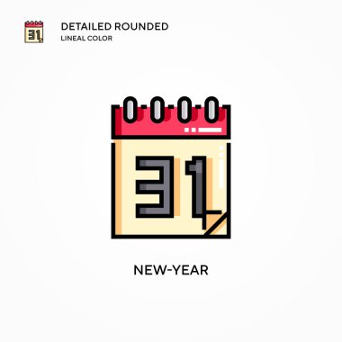 Yeni yıl vektör simgesi. Modern vektör illüstrasyon kavramları. Düzenlemesi ve kişiselleştirmesi kolay.