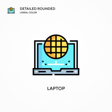 Laptop vektör simgesi. Modern vektör illüstrasyon kavramları. Düzenlemesi ve kişiselleştirmesi kolay.