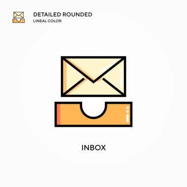 Gelen kutusu vektör simgesi. Modern vektör illüstrasyon kavramları. Düzenlemesi ve kişiselleştirmesi kolay.