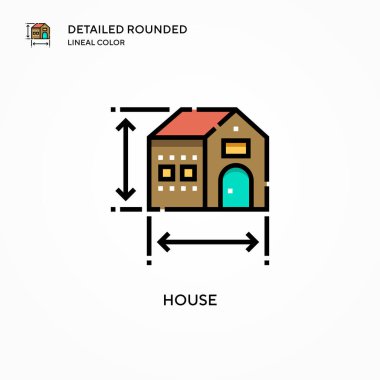 Ev vektör simgesi. Modern vektör illüstrasyon kavramları. Düzenlemesi ve kişiselleştirmesi kolay.
