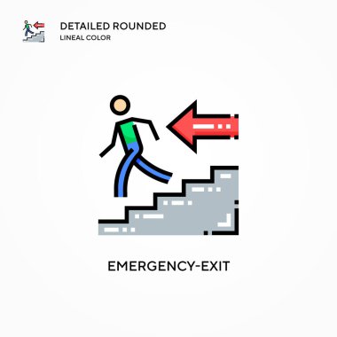 Acil çıkış vektör simgesi. Modern vektör illüstrasyon kavramları. Düzenlemesi ve kişiselleştirmesi kolay.