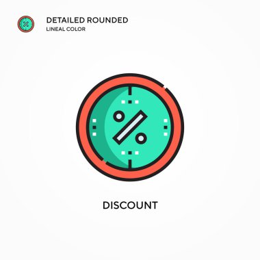 İndirimli vektör simgesi. Modern vektör illüstrasyon kavramları. Düzenlemesi ve kişiselleştirmesi kolay.