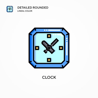Saat vektör simgesi. Modern vektör illüstrasyon kavramları. Düzenlemesi ve kişiselleştirmesi kolay.