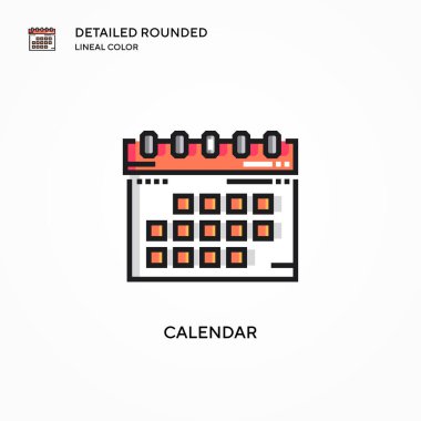Takvim vektör simgesi. Modern vektör illüstrasyon kavramları. Düzenlemesi ve kişiselleştirmesi kolay.