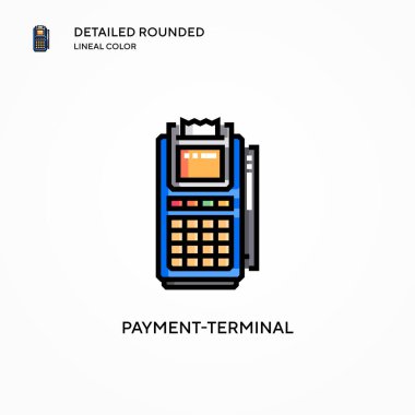 Ödeme terminali vektör simgesi. Modern vektör illüstrasyon kavramları. Düzenlemesi ve kişiselleştirmesi kolay.