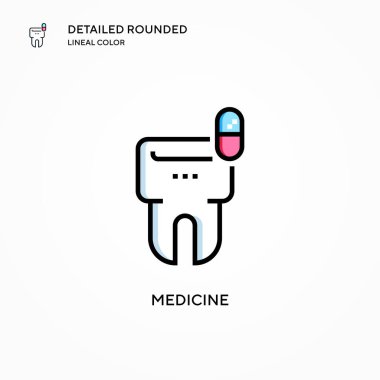 İlaç vektör simgesi. Modern vektör illüstrasyon kavramları. Düzenlemesi ve kişiselleştirmesi kolay.