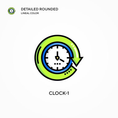 Saat-1 vektör simgesi. Modern vektör illüstrasyon kavramları. Düzenlemesi ve kişiselleştirmesi kolay.