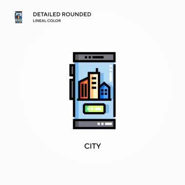 Şehir vektör simgesi. Modern vektör illüstrasyon kavramları. Düzenlemesi ve kişiselleştirmesi kolay.