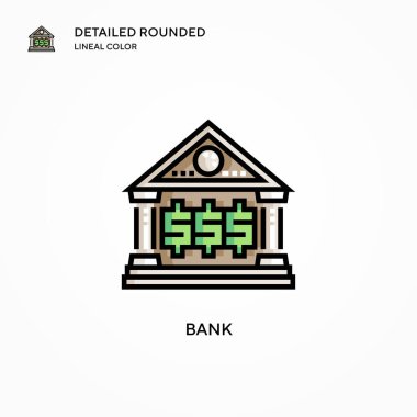 Banka vektör simgesi. Modern vektör illüstrasyon kavramları. Düzenlemesi ve kişiselleştirmesi kolay.