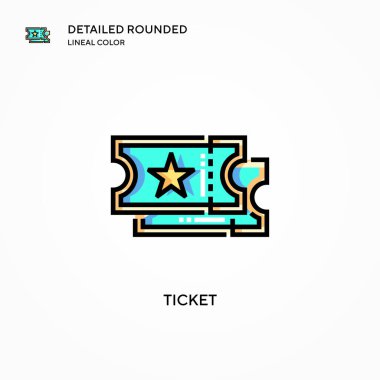 Bilet vektör simgesi. Modern vektör illüstrasyon kavramları. Düzenlemesi ve kişiselleştirmesi kolay.