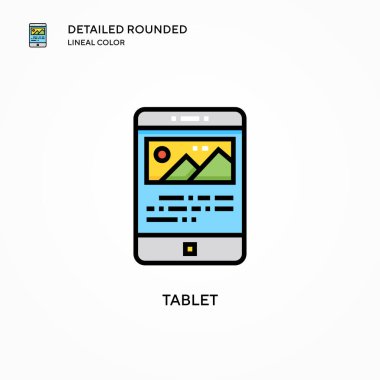 Tablet vektör simgesi. Modern vektör illüstrasyon kavramları. Düzenlemesi ve kişiselleştirmesi kolay.