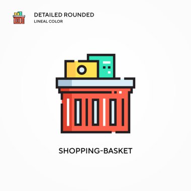 Alışveriş sepeti vektör simgesi. Modern vektör illüstrasyon kavramları. Düzenlemesi ve kişiselleştirmesi kolay.