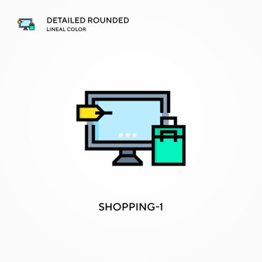 Alışveriş-1 vektör simgesi. Modern vektör illüstrasyon kavramları. Düzenlemesi ve kişiselleştirmesi kolay.