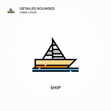 Gemi vektör simgesi. Modern vektör illüstrasyon kavramları. Düzenlemesi ve kişiselleştirmesi kolay.
