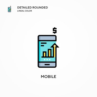 Mobil vektör simgesi. Modern vektör illüstrasyon kavramları. Düzenlemesi ve kişiselleştirmesi kolay.