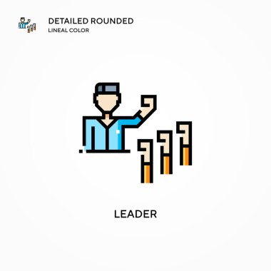 Lider vektör simgesi. Modern vektör illüstrasyon kavramları. Düzenlemesi ve kişiselleştirmesi kolay.