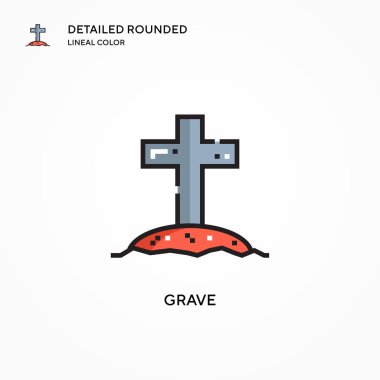 Mezar vektör simgesi. Modern vektör illüstrasyon kavramları. Düzenlemesi ve kişiselleştirmesi kolay.