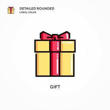 Hediye vektör simgesi. Modern vektör illüstrasyon kavramları. Düzenlemesi ve kişiselleştirmesi kolay.