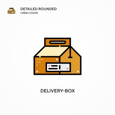 Teslimat kutusu vektör simgesi. Modern vektör illüstrasyon kavramları. Düzenlemesi ve kişiselleştirmesi kolay.