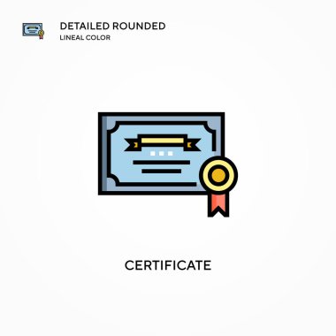 Sertifika vektör simgesi. Modern vektör illüstrasyon kavramları. Düzenlemesi ve kişiselleştirmesi kolay.