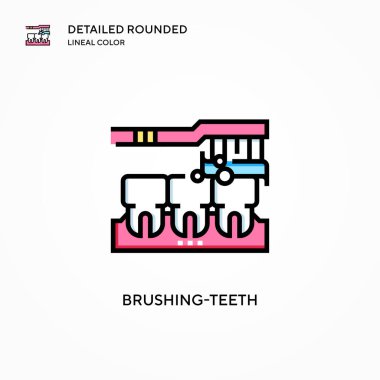 Diş fırçalama vektör simgesi. Modern vektör illüstrasyon kavramları. Düzenlemesi ve kişiselleştirmesi kolay.