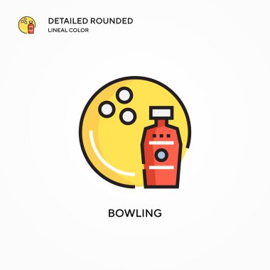 Bowling vektör simgesi. Modern vektör illüstrasyon kavramları. Düzenlemesi ve kişiselleştirmesi kolay.