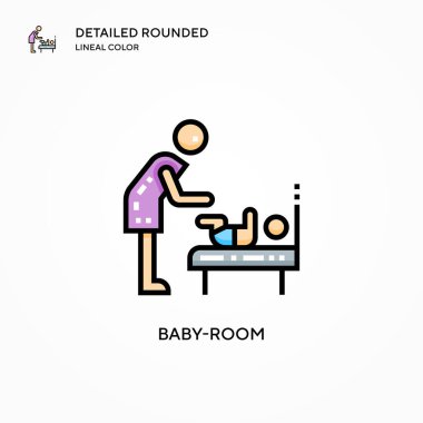 Bebek odası vektör ikonu. Modern vektör illüstrasyon kavramları. Düzenlemesi ve kişiselleştirmesi kolay.