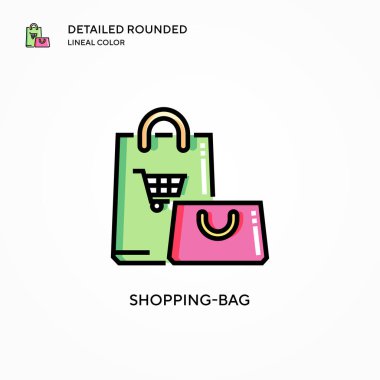 Alışveriş torbası vektör simgesi. Modern vektör illüstrasyon kavramları. Düzenlemesi ve kişiselleştirmesi kolay.