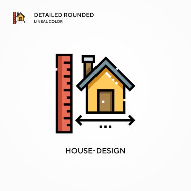 Ev tasarımı vektör simgesi. Modern vektör illüstrasyon kavramları. Düzenlemesi ve kişiselleştirmesi kolay.