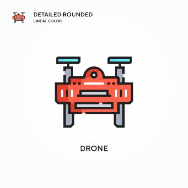 Drone vektör simgesi. Modern vektör illüstrasyon kavramları. Düzenlemesi ve kişiselleştirmesi kolay.