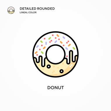 Donut vektör simgesi. Modern vektör illüstrasyon kavramları. Düzenlemesi ve kişiselleştirmesi kolay.