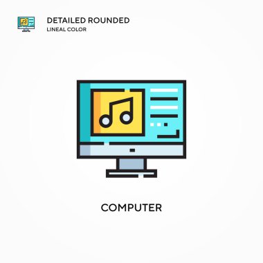 Bilgisayar vektör simgesi. Modern vektör illüstrasyon kavramları. Düzenlemesi ve kişiselleştirmesi kolay.