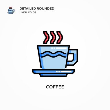 Kahve vektörü ikonu. Modern vektör illüstrasyon kavramları. Düzenlemesi ve kişiselleştirmesi kolay.