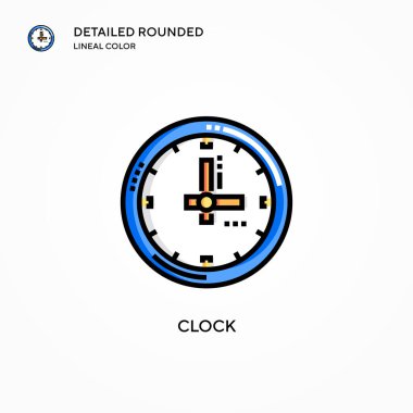 Saat vektör simgesi. Modern vektör illüstrasyon kavramları. Düzenlemesi ve kişiselleştirmesi kolay.