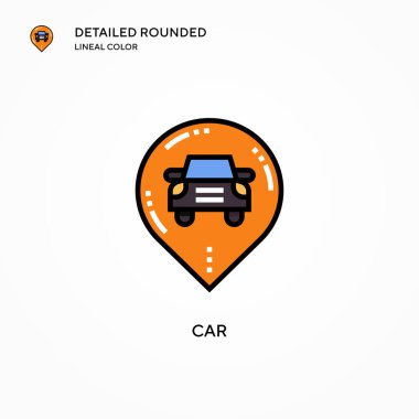 Araba vektör simgesi. Modern vektör illüstrasyon kavramları. Düzenlemesi ve kişiselleştirmesi kolay.