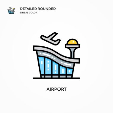 Havaalanı vektör simgesi. Modern vektör illüstrasyon kavramları. Düzenlemesi ve kişiselleştirmesi kolay.