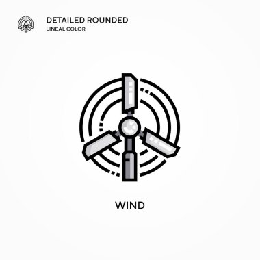 Rüzgar vektör simgesi. Modern vektör illüstrasyon kavramları. Düzenlemesi ve kişiselleştirmesi kolay.