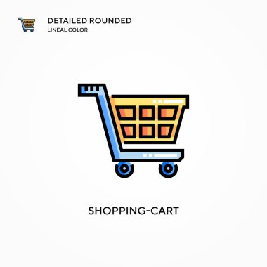 Alışveriş arabası vektör simgesi. Modern vektör illüstrasyon kavramları. Düzenlemesi ve kişiselleştirmesi kolay.