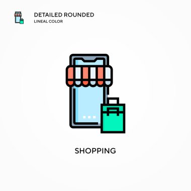 Alışveriş vektörü ikonu. Modern vektör illüstrasyon kavramları. Düzenlemesi ve kişiselleştirmesi kolay.